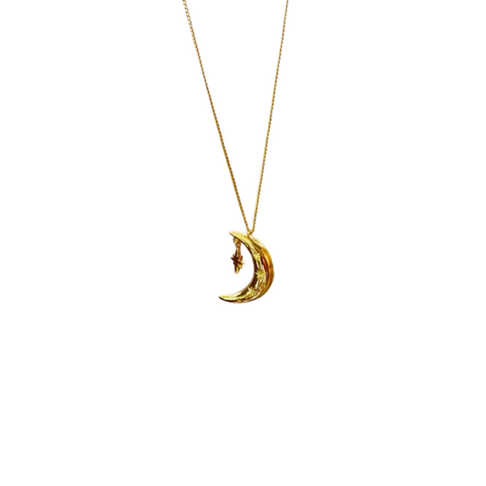 Textured Moon Golden Necklace