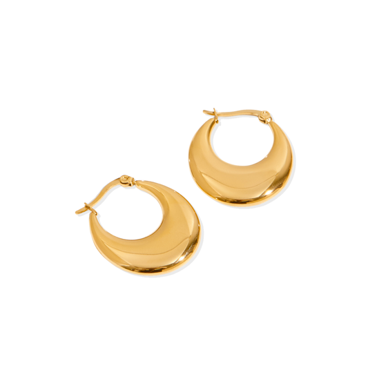 Flat Oval Golden Earrings