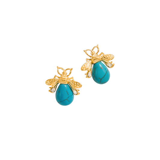 Turquoise Beetle Buckler Earrings