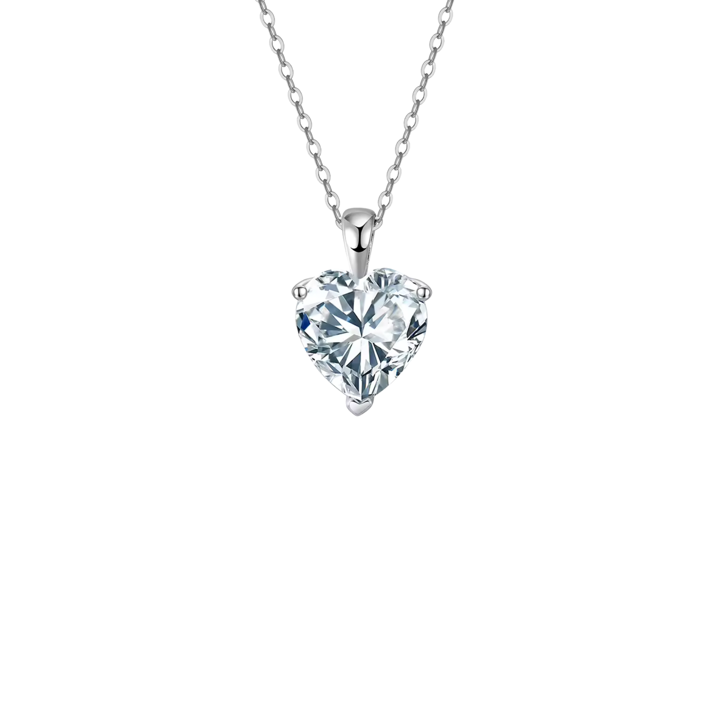 Silver Necklace Heart 1Ct