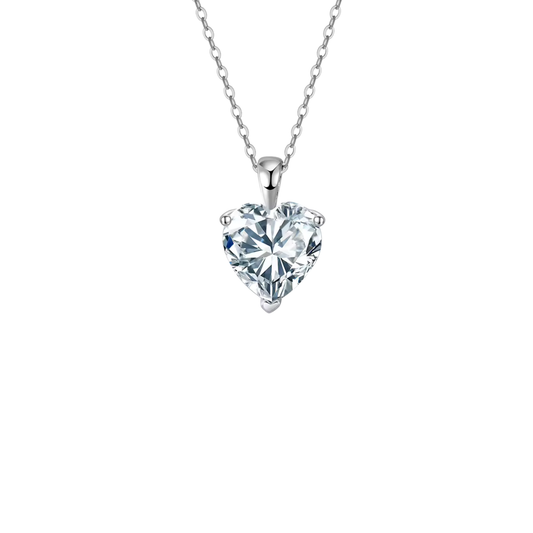 Silver Necklace Heart 1Ct