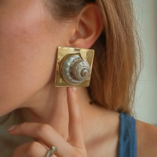 Coastal Square Shell Earrings