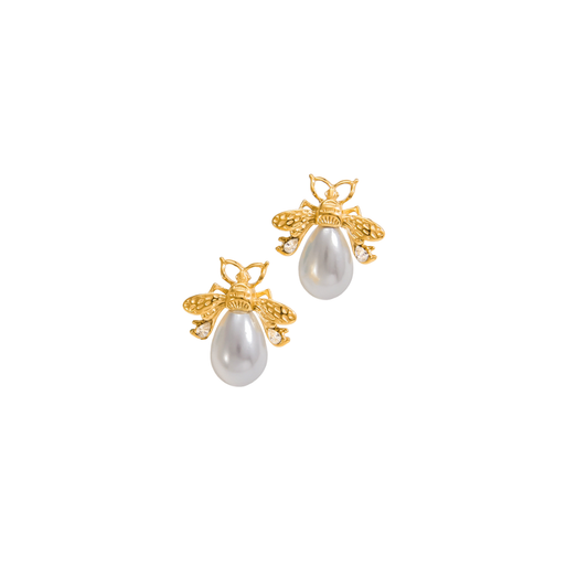Pearl Beetle Buckler Earrings