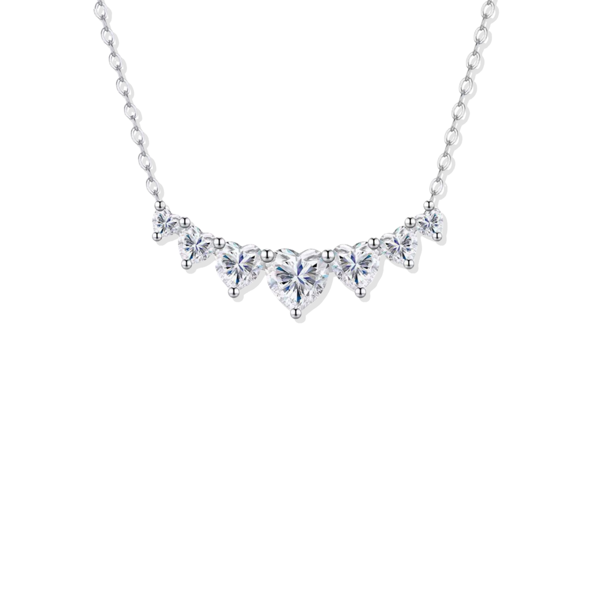 Silver Necklace Multi Heart