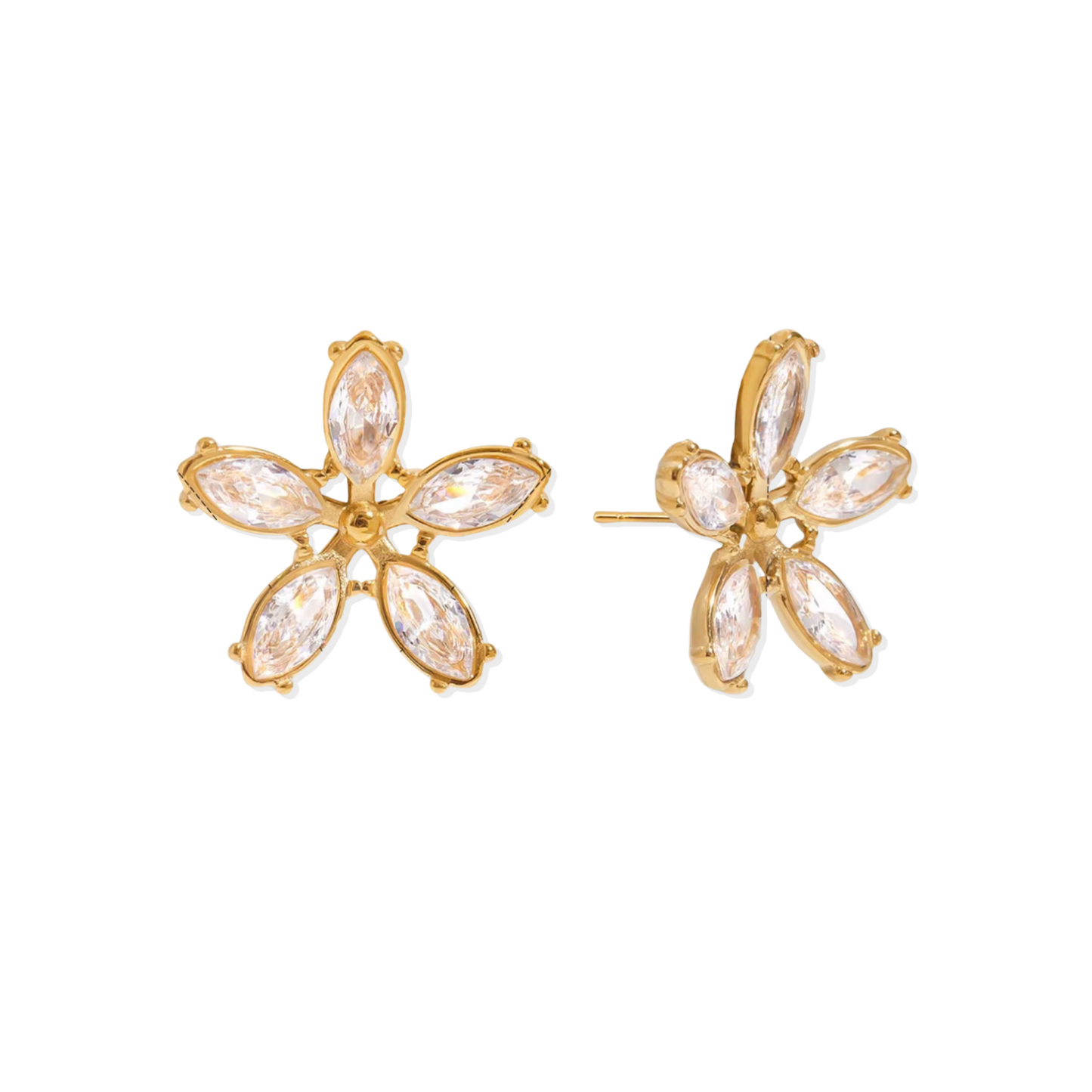 Zirc Flower Golden Earrings