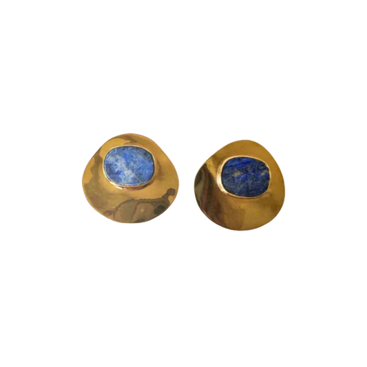 Geometric Lapis Earrings | Round Blue Statement Jewelry