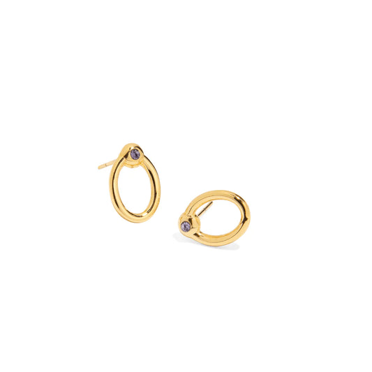 Oval/Lilac Crystal Stud