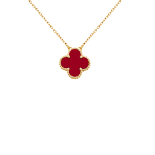 RED GOLDEN CLOVER NECKLACE