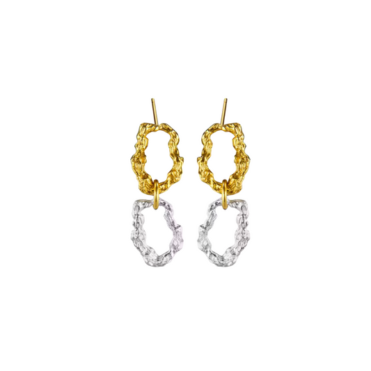 Irregular dual round earrings