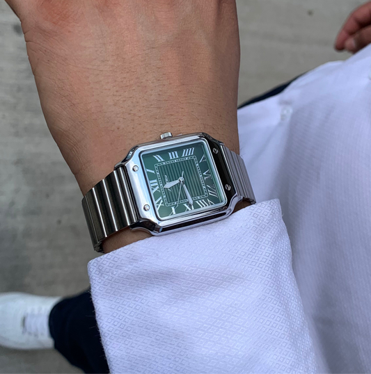 Silver green watch