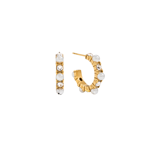 Pearl And Spark Golden Hoops