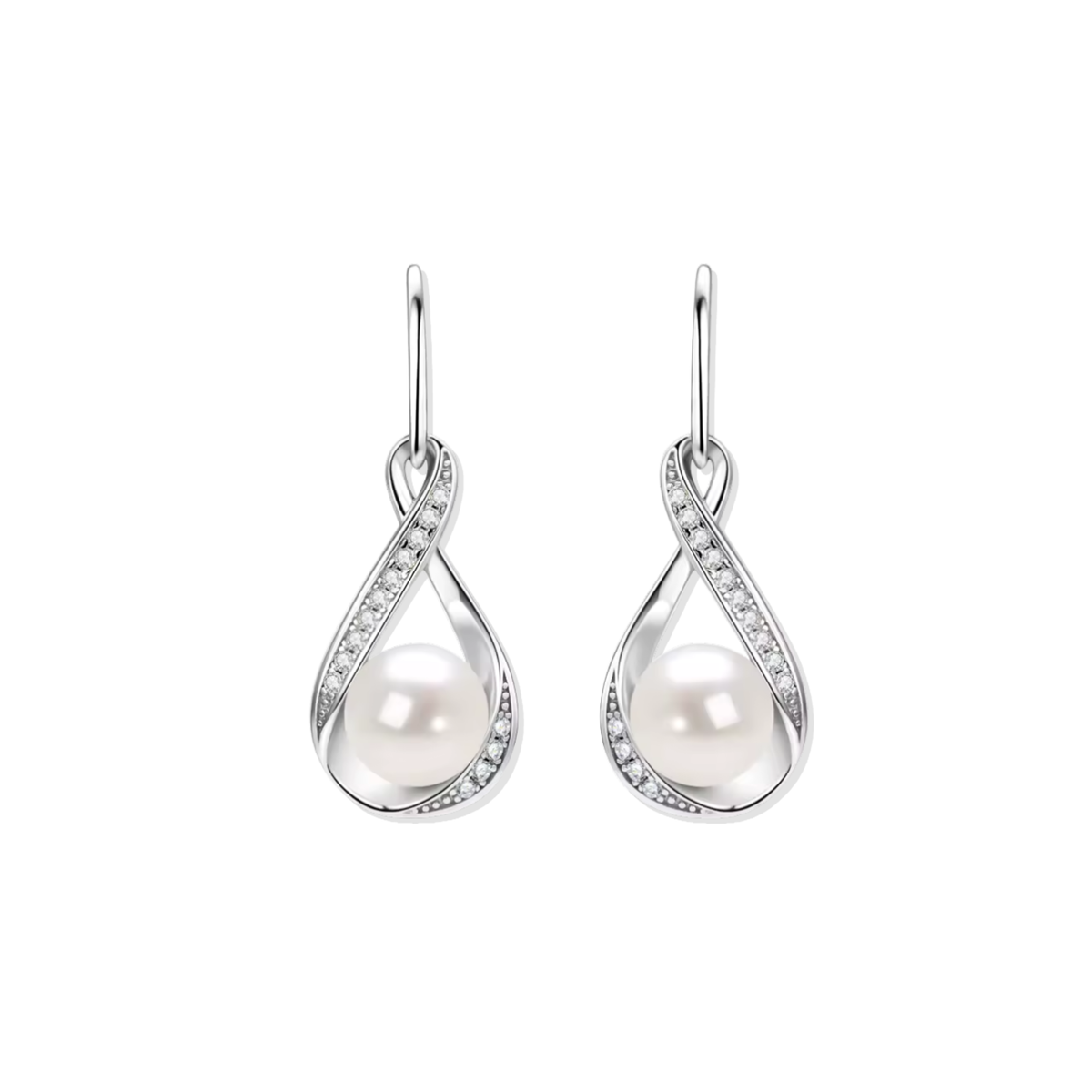 Silver Eternal Pearl Earrings