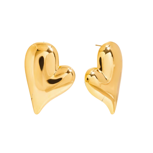 Gold Heart Earrings Irregular
