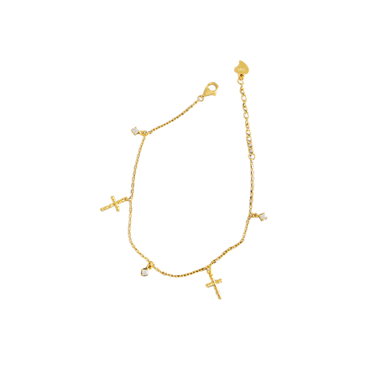 Charms Cross Golden Bracelet
