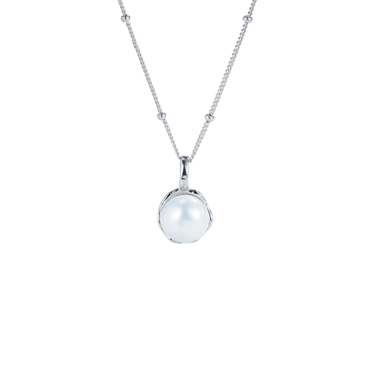 Silver Necklace Pearl