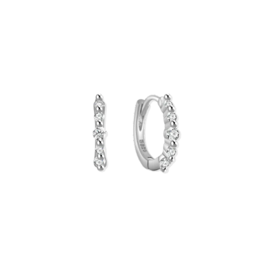Spark Zirconia Silver Hoops