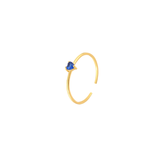 BLUE HEART GOLDEN RING