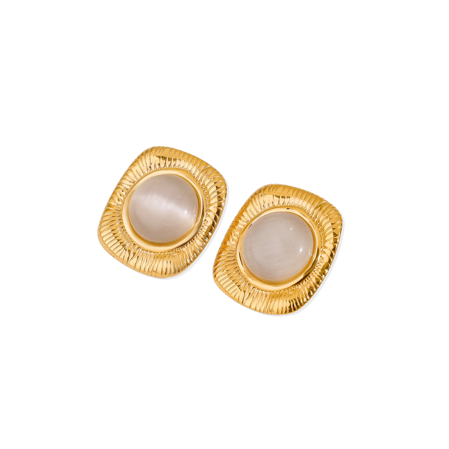 Square Pearl Golden Earrings