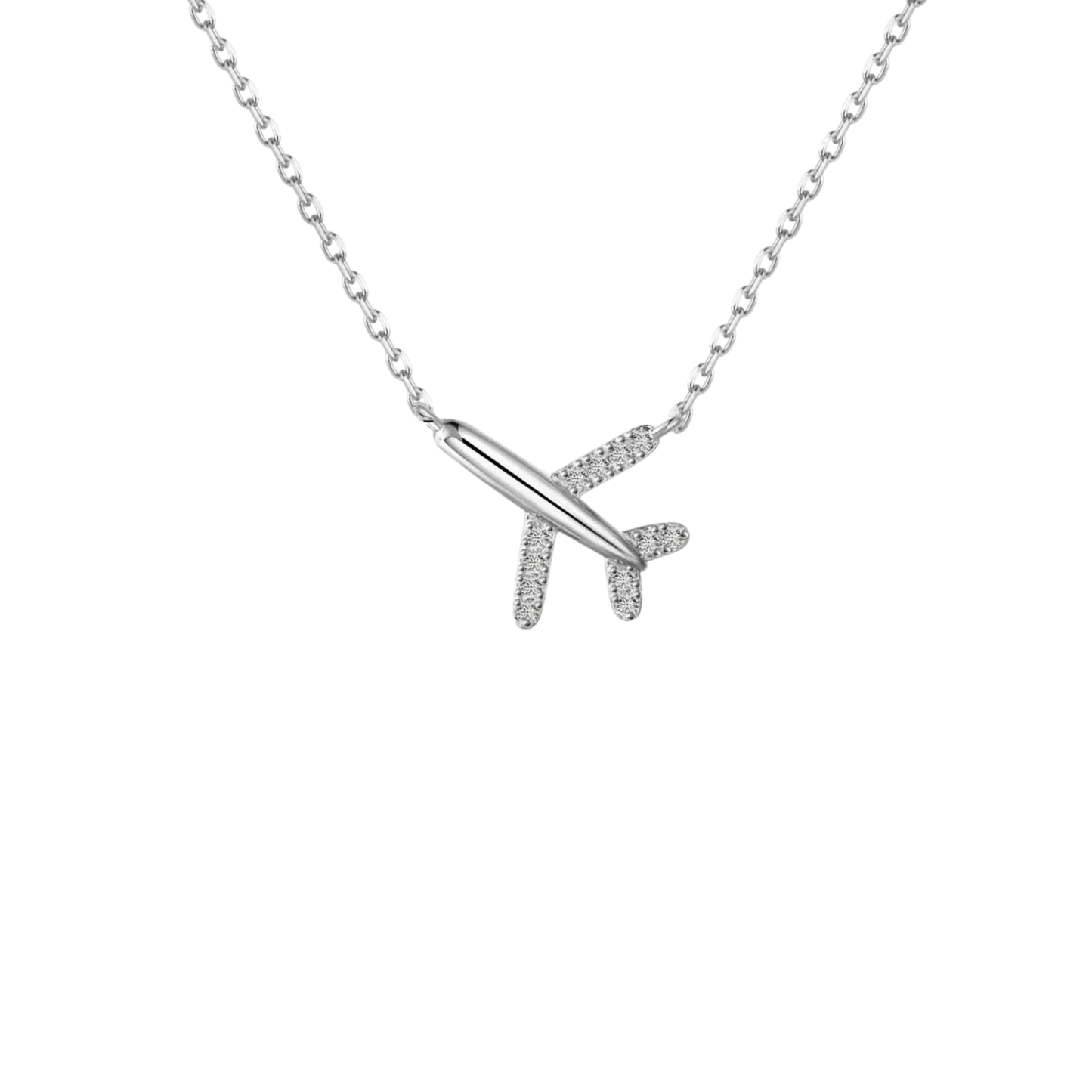 Silver Airplane Necklace
