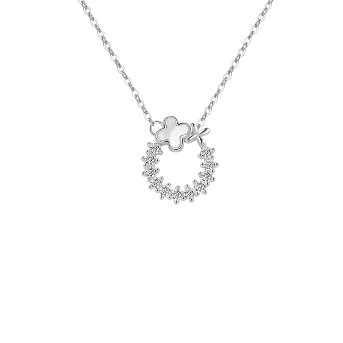 Circle And Cleff Silver Necklace