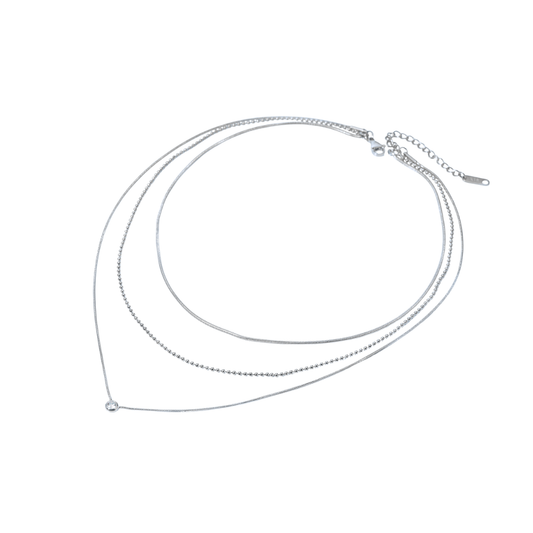 Silver Layering Simple Necklace