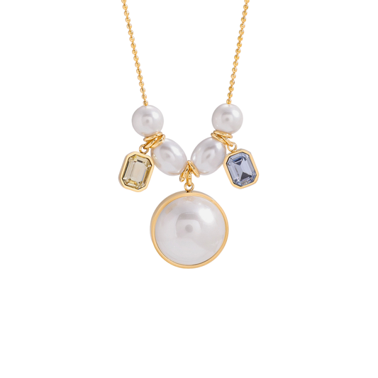 Golden Charm Pearl Necklace