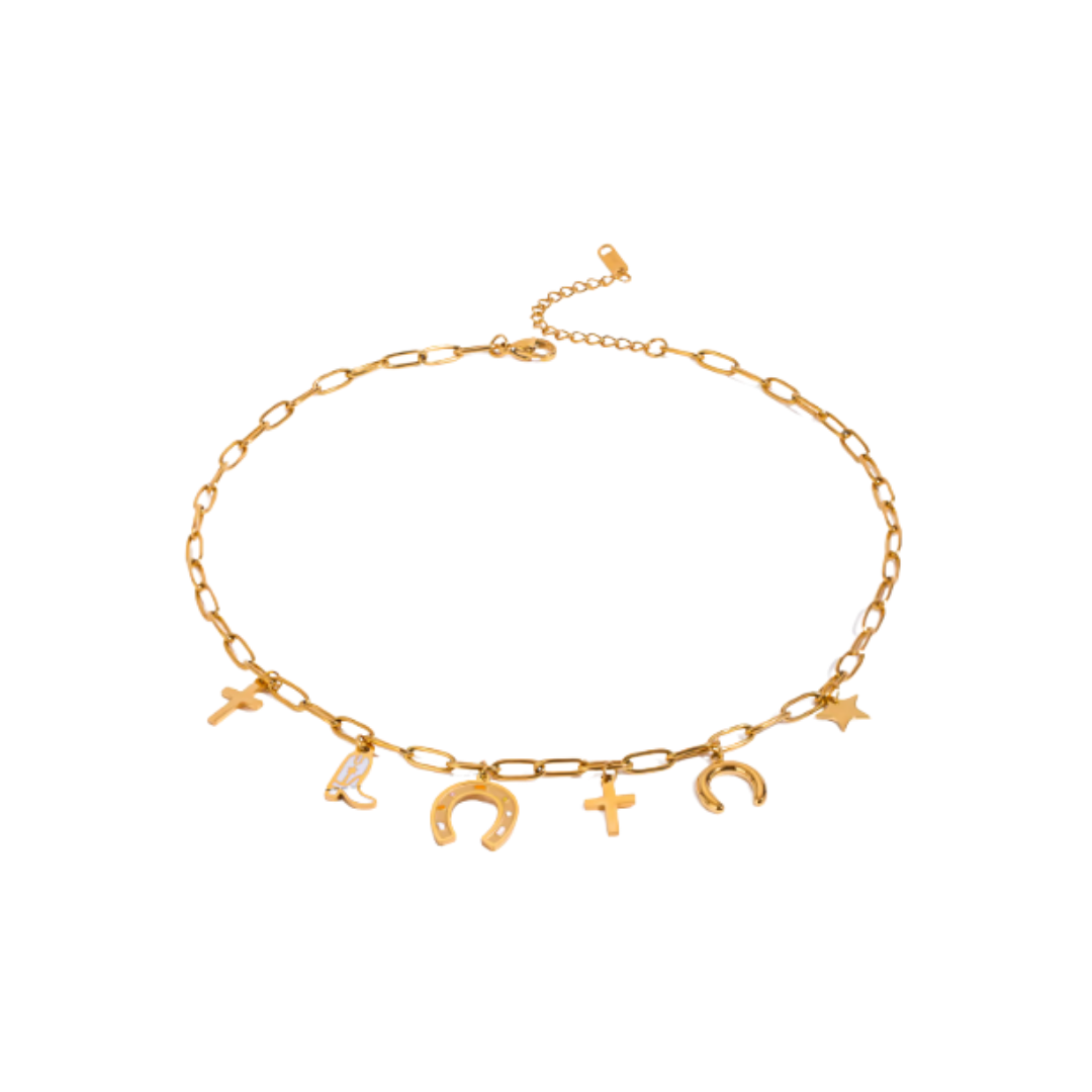 Western charms golden necklace