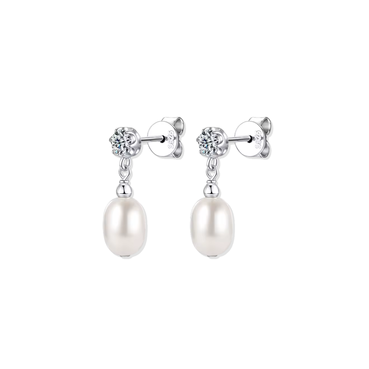 Silver Pearl Grace Earrings