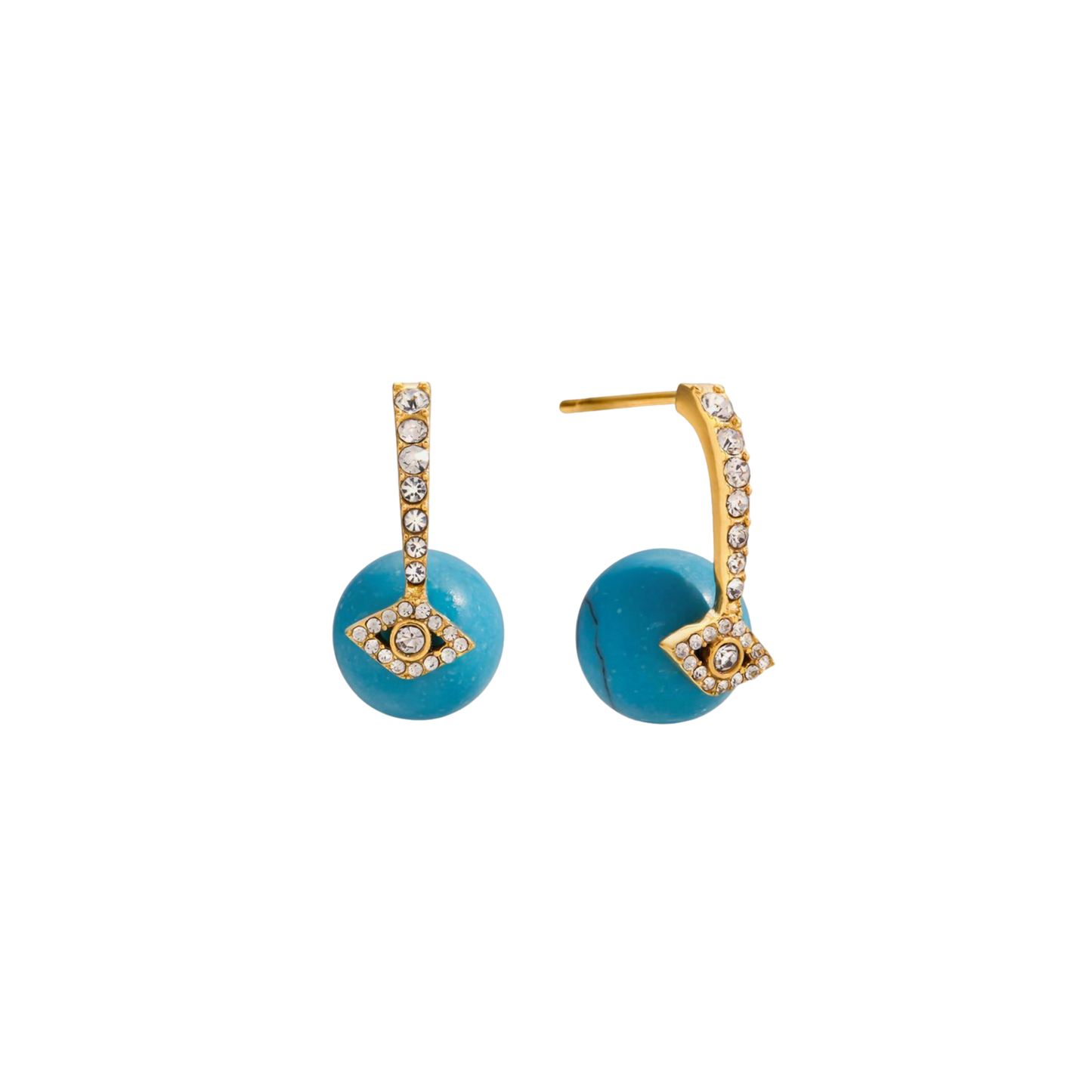 Turquise Eye Golden Earrings