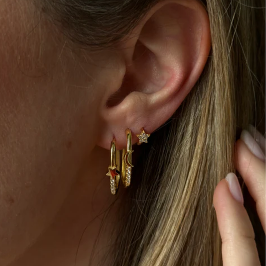 Moon Sparkle Golden Hoops