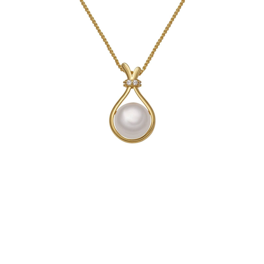Caugth Pearl Golden Necklaer