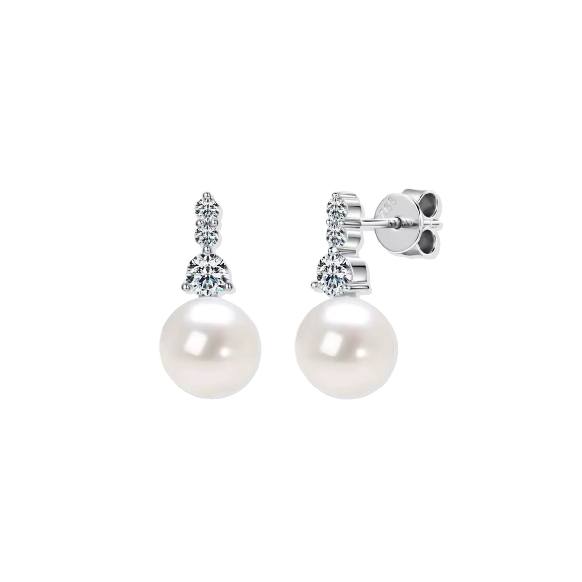 Silver Pearl Veil Earrings