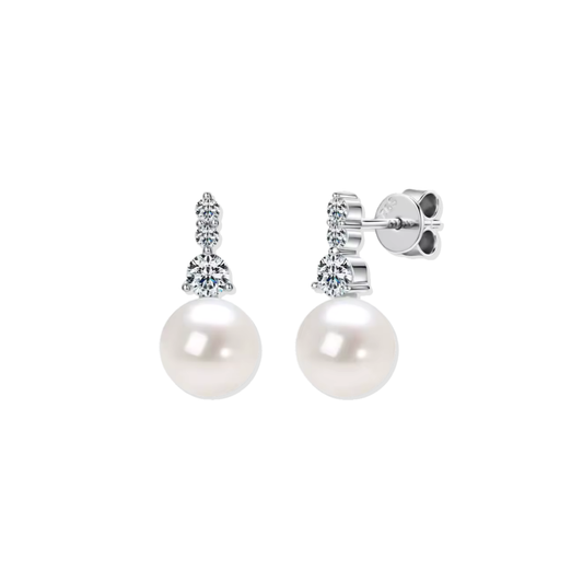Silver Pearl Veil Earrings