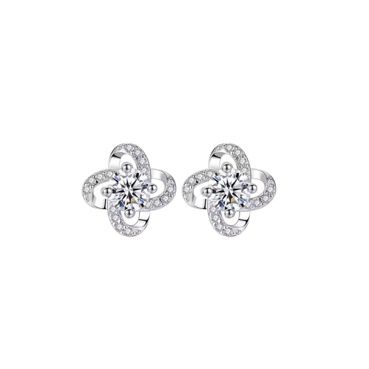 Silver Earring Crystal Knot