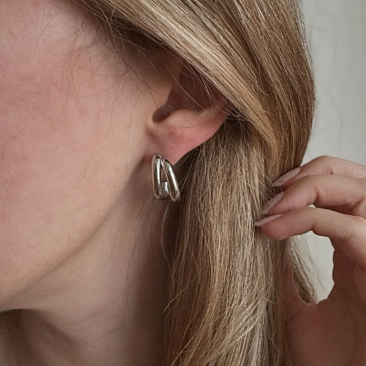 The Solene - Chunky Silver Hoops Earrings