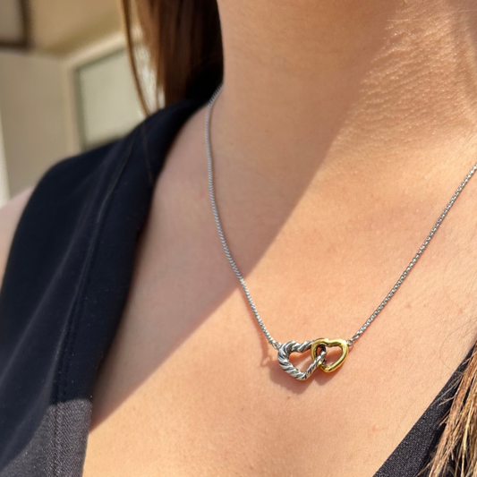 Silver dual love necklace