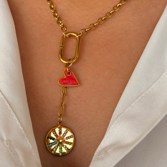 Rainbow Heart Golden Necklace