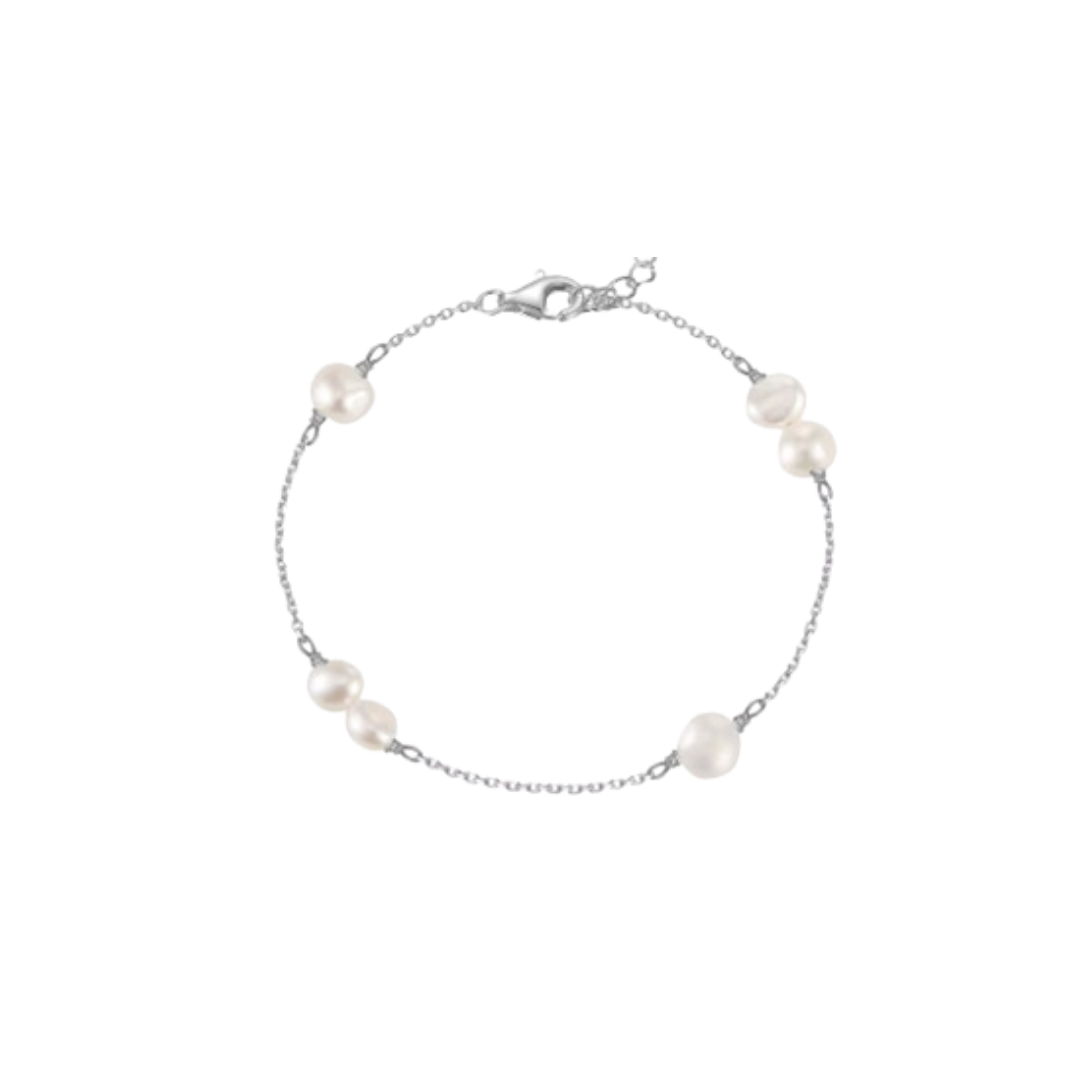 DOUBLE AND SINGLE PEARL SILVER DELICATE BRACELET