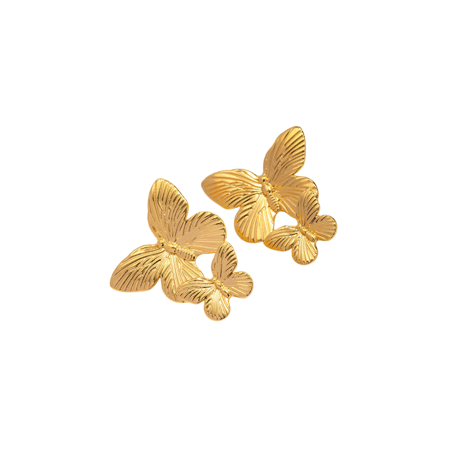Double Butterfly Golden Earrings