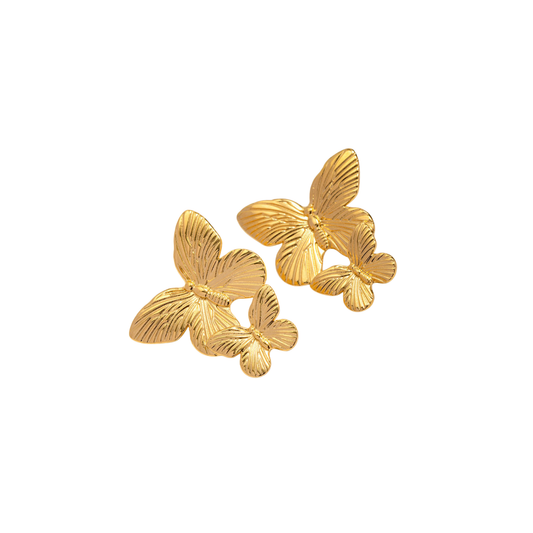 Double Butterfly Golden Earrings