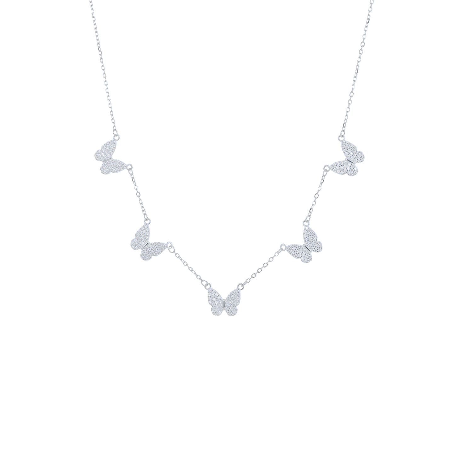 Silver Multi Butterfly Necklace