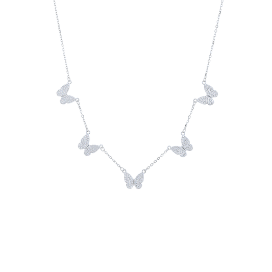 Silver Multi Butterfly Necklace