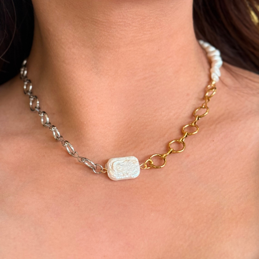 Dual Pearl Chunky Necklace