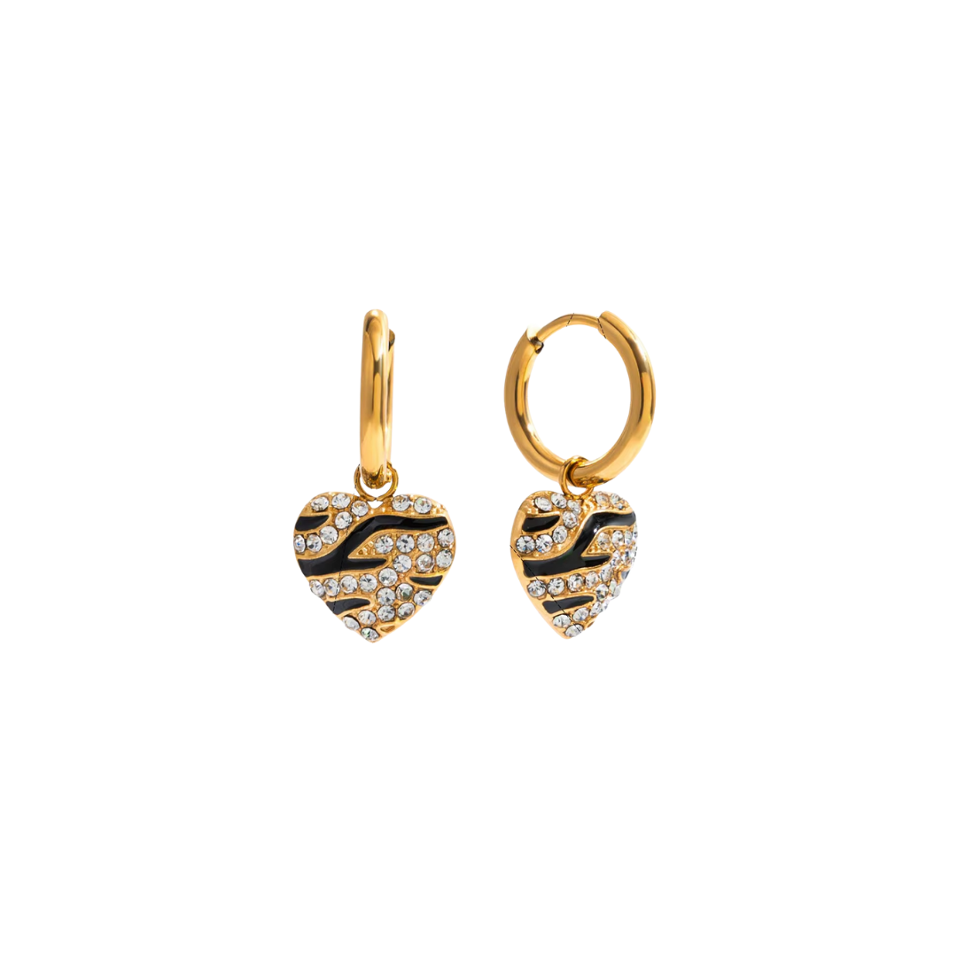 Golden Hoops Zebra Heart