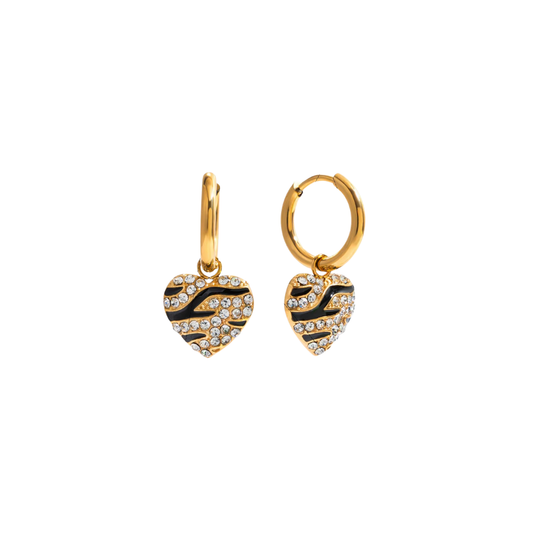 Golden Hoops Zebra Heart