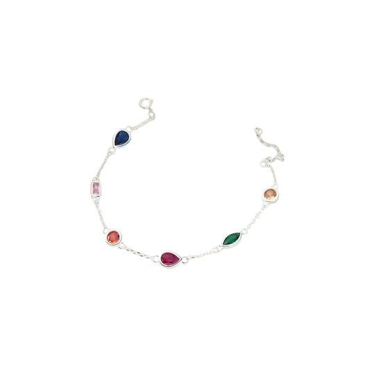 Colorful Drops Silver Necklace