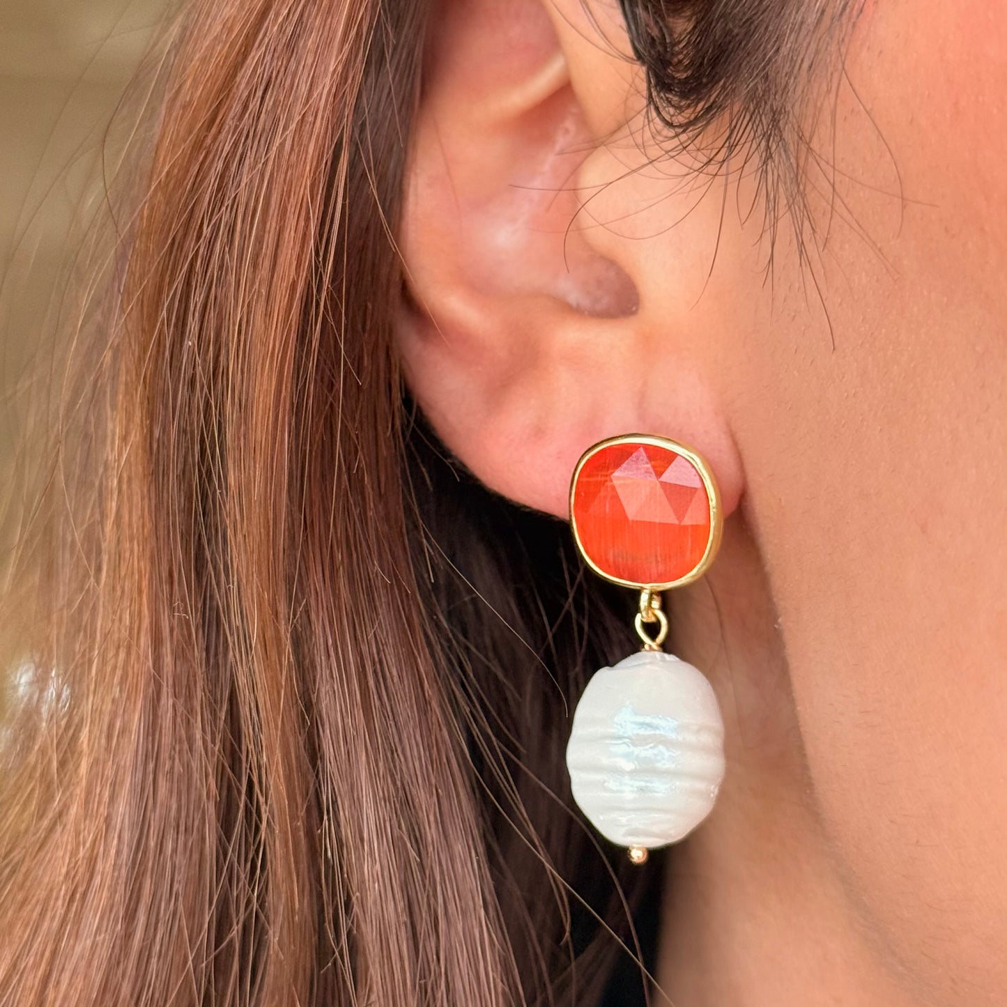 Aretes Perla Y Cristal