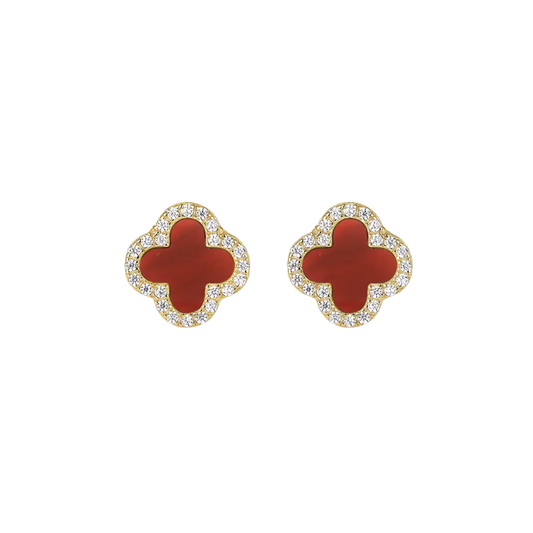 Clover Red Golden Studs