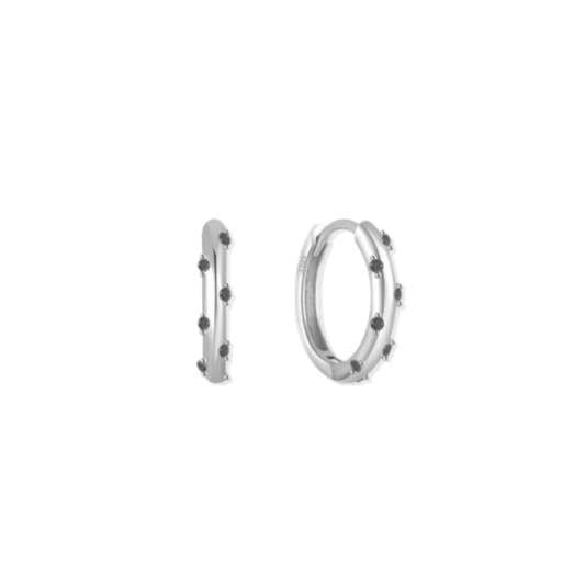 Silver Black Yoli Hoops