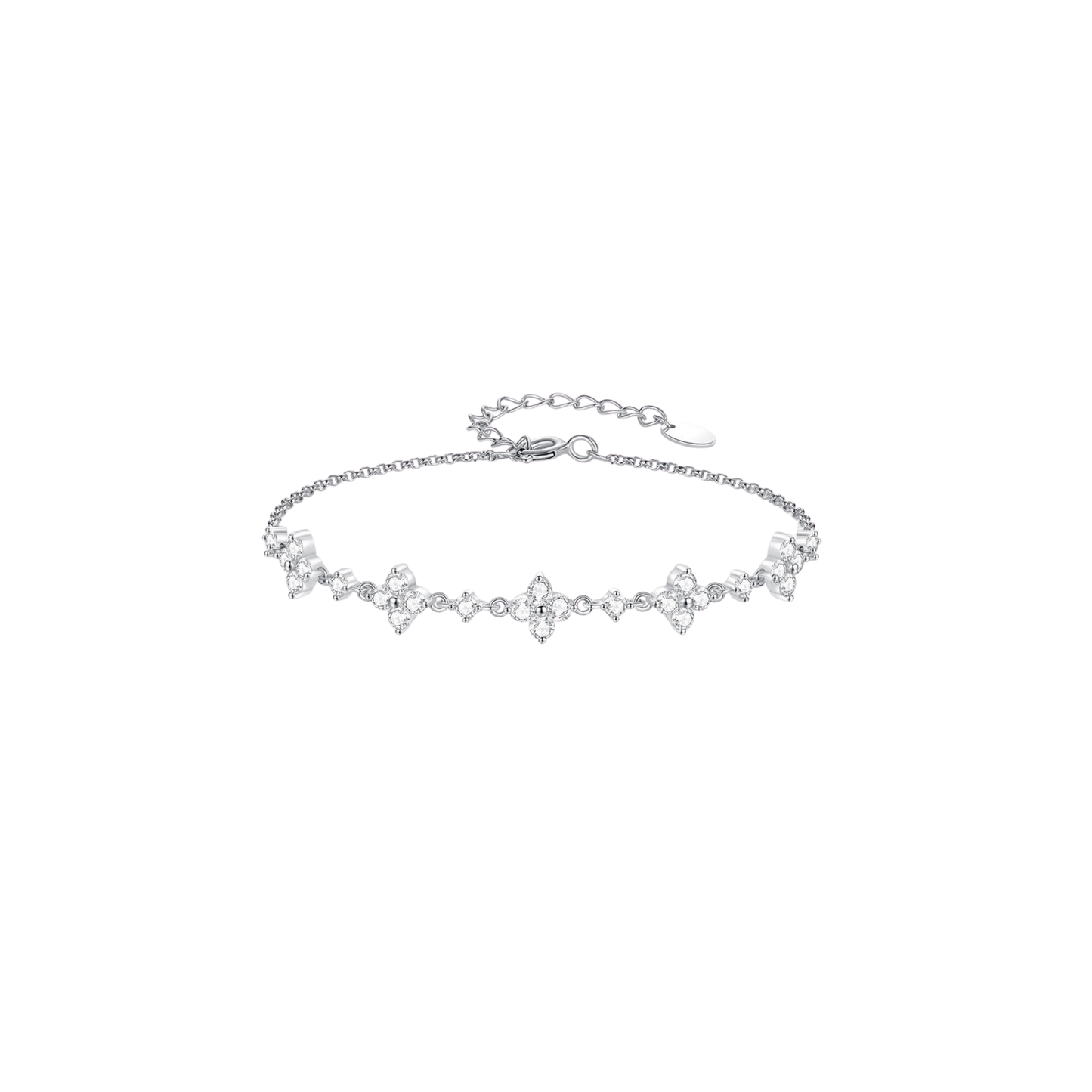 Clear Flower Silver Bracelet